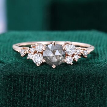 Flip Snowdrift | Round Cut Salt and Pepper Diamond Non-Traditional Engagement Ring