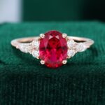Oval Cut Ruby Engagement Ring Anniversary Gift For Her