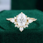 1.5CT Oval Cut Moissanite Arc Cluster Engagement Ring