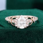 Pear Cut Moissanite Engagement Ring Infinity Promise Ring