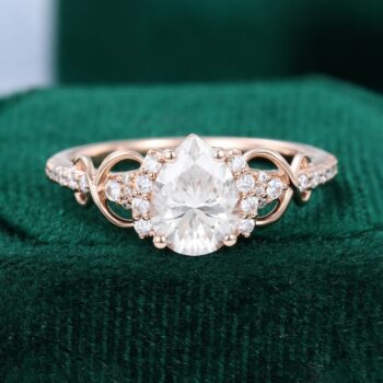 Pear Cut Moissanite Engagement Ring Infinity Promise Ring