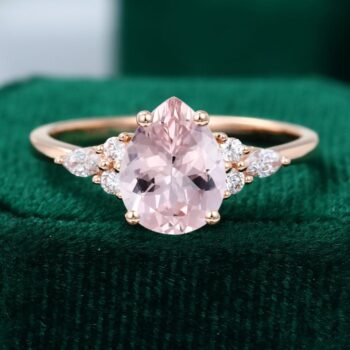 Rose Gold Pear Shaped Morganite and Diamond Engagement Ring