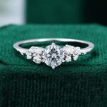 Petite Flip Snowdrift | Half Carat Round Cut Gray Moissanite Cluster Engagement Ring