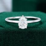 Pear Shape Moissanite Engagement Ring Minimalist Solitaire Promise Ring