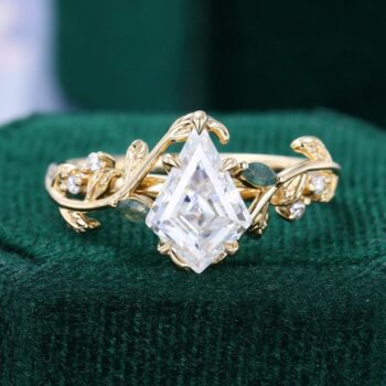 LeafLace | Kite Cut Moissanite Engagement Ring Nature Inspired Promise Ring
