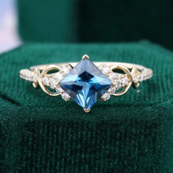 Princess Cut London Blue Topaz Infinity Promise Ring