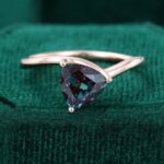 Trillion Cut Alexandrite Ring Unique Asymmetrical June Birthstone Ring