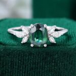 Gold Oval Cut Green Blue Sapphire Engagement Ring
