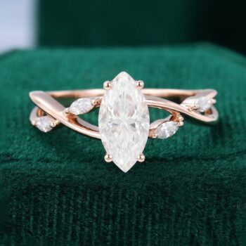 Eternal Embrace | 1CT Marquise Cut Moissanite Split Shank Engagement Ring