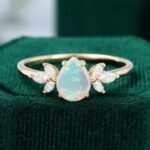 Delicate Pear Shaped Opal Ring Anniversary Gift For Her