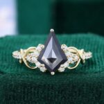 Kite Cut Salt And Pepper Diamond Engagement Ring S&P Diamond Infinity Promise Ring