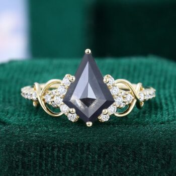Kite Cut Salt And Pepper Diamond Engagement Ring S&P Diamond Infinity Promise Ring