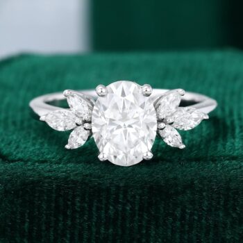Oval Cut Moissanite Engagement Ring Vintage Wings Design Ring