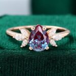 Pear Shaped Alexandrite Rose Gold Engagement Ring