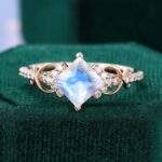 Princess Cut Moonstone Engagement Ring Infinity Promise Ring