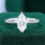 1CT Marquise Diamond Wheat Engraved Solitaire Engagement Ring