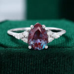 Gold Pear Shaped Alexandrite Engagement Ring