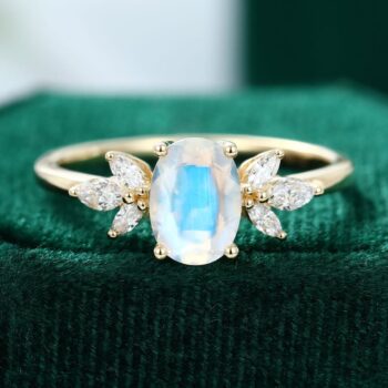 Oval Cut Moonstone Engagement Ring Promise Gift