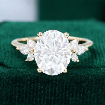 3CT Oval Cut Moissanite Engagement Ring In Yellow Gold