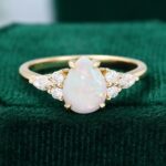 Pear Shaped Opal Engagement Ring Promise Gift For Her