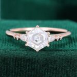 Hexagon Cut Moissanite Rose Gold Diamond Engagement Ring