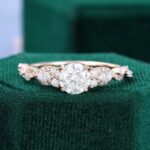 Round Moissanite Engagement Ring with Alternating Twisted Band