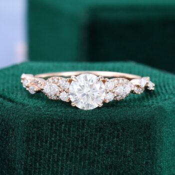 Round Moissanite Engagement Ring with Alternating Twisted Band