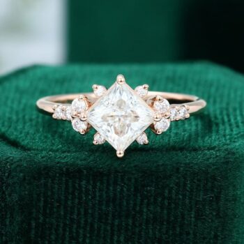 Flora Princess Cut Moissanite Cluster Engagement Ring