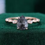 Pear Shaped Salt and Pepper Diamond Engagement Ring Nura Teardrop Mixed Bridal Ring