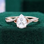Pear Cut Moissanite Engagement Ring with Pavé Braid Band