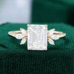 3CT Emerald Cut Moissanite Engagement Ring