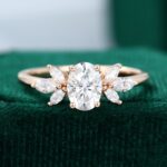 Rose Gold 1CT Oval Cut Moissanite Engagement Ring Anniversary Gift