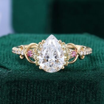 Pear Cut Lab Diamond Engagement Ring Infinity Symbol Promise Ring
