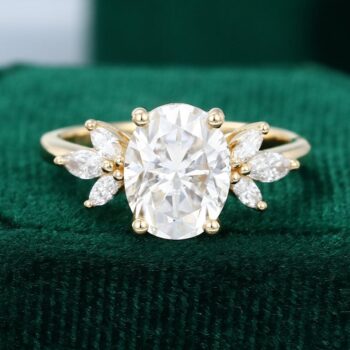 Yellow Gold Oval Moissanite Engagement Ring