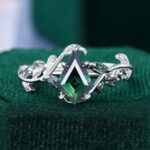 LeafLace | Kite Cut Teal Sapphire Nature Inspired Engagement Ring
