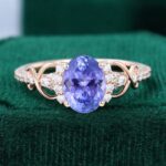 Unique 6x8mm Oval Cut Tanzanite Art Deco Engagement Ring