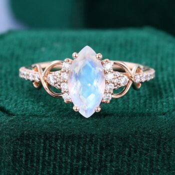 Marquise Cut Moonstone Engagement Ring Infinity Promise Ring