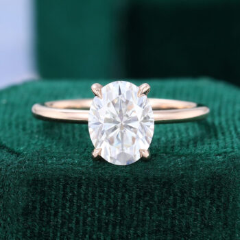 2CT Oval Cut Moissanite Hidden Halo Engagement Ring
