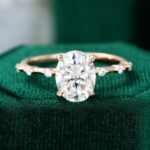 2ct Oval Cut Moissanite Engagement Ring Unique Distance Band Ring