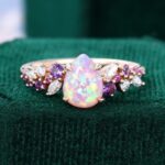 Heather Hues Pear Shaped Pink Opal Cluster Promise Ring