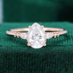1.2 Carat Pear Shaped Moissanite Engagement Ring Vintage Rose Gold