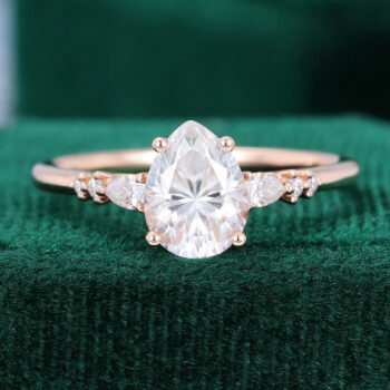 1.2 Carat Pear Shaped Moissanite Engagement Ring Vintage Rose Gold
