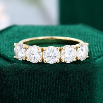 2.15 Carat Moissanite Wedding Ring Yellow Gold Wedding Band