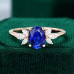 Oval Cut Lab Grown Sapphire Engagement Ring In Rose Gold